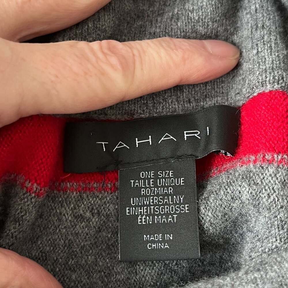 Tahari Gray Merino Wool/Cashmere Poncho One Size - Picture 5 of 6